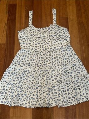 Altar'd State White Dress with Blue Floral Print